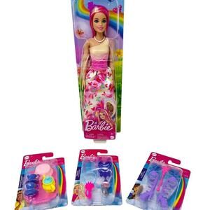 Barbie Royal Princess Doll & (3) Dreamtopia Tea Party Accessories Packs